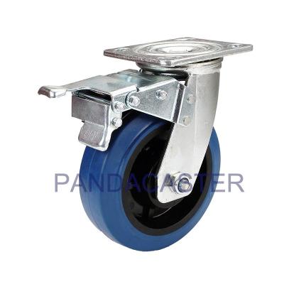 China Rubber Heavy Duty Casters 280KG Zinc Plated Finish With Total Brake Device for sale