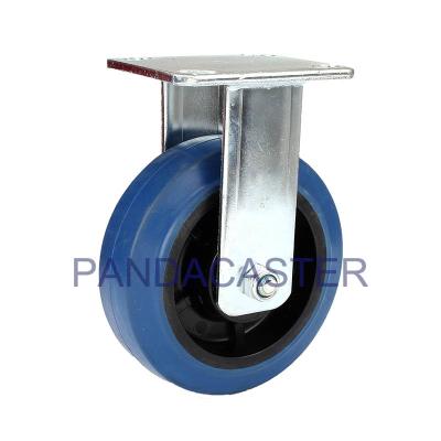 China Blue Super Elastic Rubber Wheels , 6 Inch Heavy Duty Rubber Casters for sale