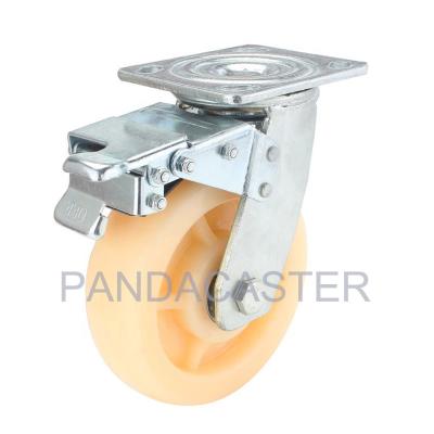 China Super Heavy Duty Casters 6 Inch Nylon Wheels With Total Brake Device for sale