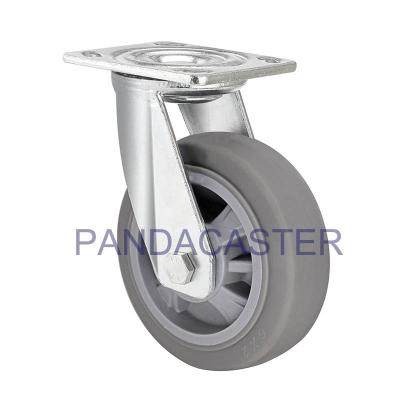 China Gray Caster Rubber Wheels Heavy Duty Swivel Casters Zinc Plated Finish for sale