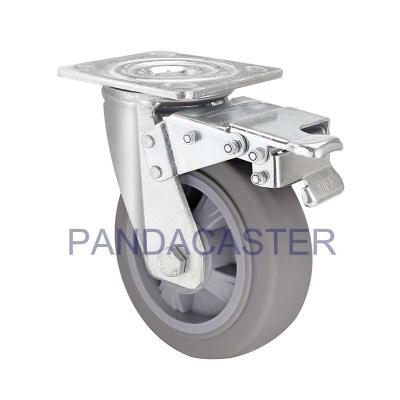 China Gray 6 Inch Heavy Duty Casters TPR Wheels With Total Brake Device for sale