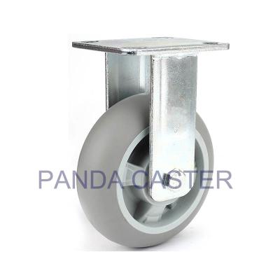 China 6 Inch Soft Gray Fixed Caster Wheels Heavy Duty Rubber Castors for sale