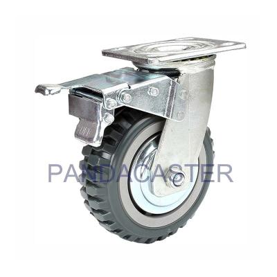 China Durable Heavy Duty Casters Polyurethane Tread Wheels With Total Brake for sale