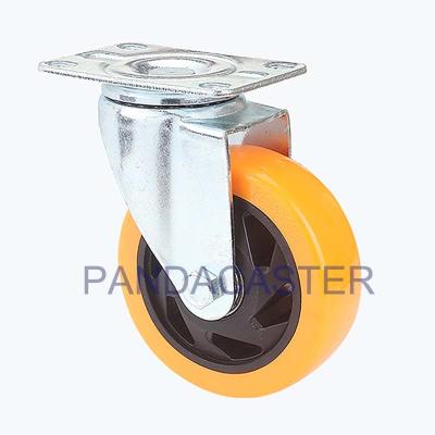 China Orange 4 Inch Polyurethane Wheels , Medium Duty Swivel Casters for sale
