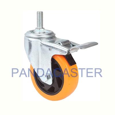 China Double Locking Swivel Casters 4 In Polyurethane Caster With Brake for sale