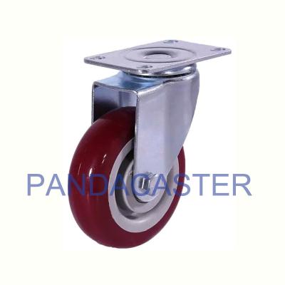 China Red PVC Tread Wheel Zinc Plated Casters , 100mm Swivel Castor Wheels for sale