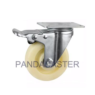 China 120KG Medium Duty Casters 265Lbs Poly Caster Wheels With Double Brake Device for sale