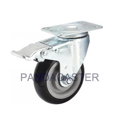 China Medium Duty Black Swivel Type 4 Inch Swivel Caster Wheels With Brake for sale
