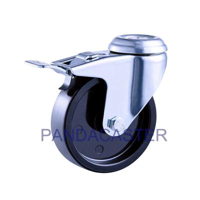 Chine Roues de roulette de trou de boulon de pivot de noir de 4 pouces avec le frein total à vendre