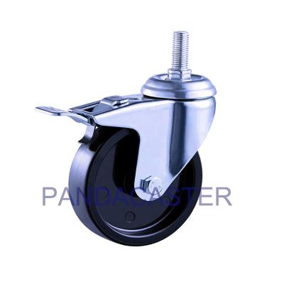 China Threaded Swivel Casters M12 Caster Wheels With Dual Lock Brake for sale