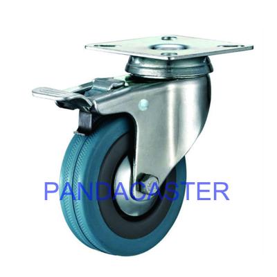 China Gray Rubber Light Duty Gray 75mm 3 Inch Swivel Casters With Brake for sale