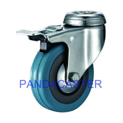 China Rubber 75mm Trolley Wheels , Swivel Bolt Hole Castors With Brake for sale