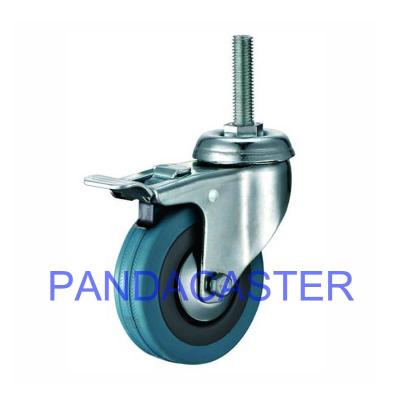 China Rubber Institutional Casters Threaded Rod Low Profile Swivel Casters With Dual Lock Brake for sale