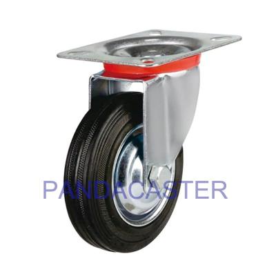 China 4 Inch Black Rubber Industrial Caster Wheels Rubber Wheel Top Plate for sale