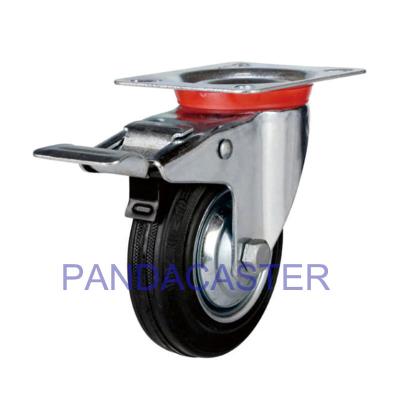 China El echador industrial del eslabón giratorio superior de la placa rueda la rueda de goma del echador del negro de 4 pulgadas en venta