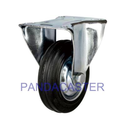 China Industrial Rigid Caster , 4 Inch Black Rubber 4 Inch Castor Wheels For Carts for sale