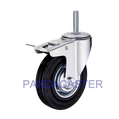 China Durable Industrial Caster Wheels  4 Threaded Stem Swivel Caster With Total Brake for sale