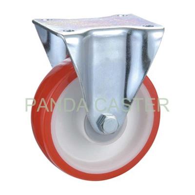 China SGS 6 Inch Rubber Caster Wheels , Red Fixed Industrial Trolley Wheels for sale