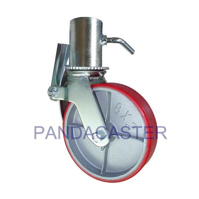 China Red 	200mm 8 Inch Caster Wheel Scaffolding With Hollow Tube for sale