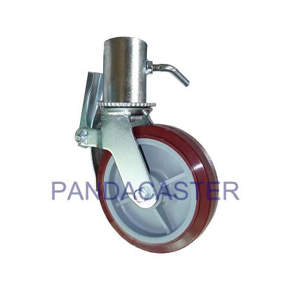 China Echador del eslabón giratorio del poliuretano de la pisada de la PU, ruedas del echador de los 8in para el andamio en venta