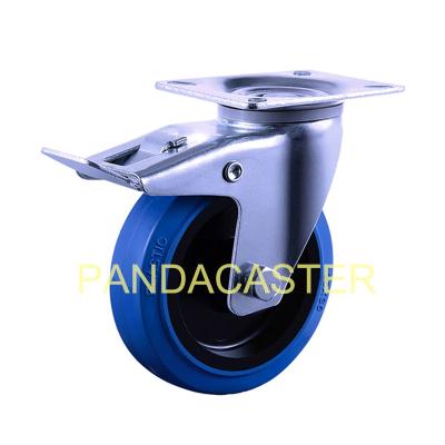 China 200Kg Industrial Cart Casters , Blue 5 Inch Swivel Caster Wheels  With Dual Lock for sale