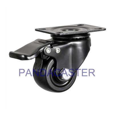 China 50mm Casters Nylon Wheel 2 Inch Black Low Gravity Center With Total Brake for sale