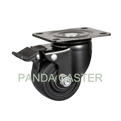China Black Low Profile Swivel Casters And Wheels 65mm With Double Brake for sale