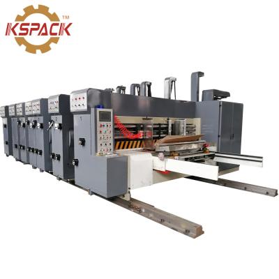 China lead edge feed pizza box 5 color middel speed  Automatic Printing slotter and Die Cutting for Corrugated Paper Box for sale