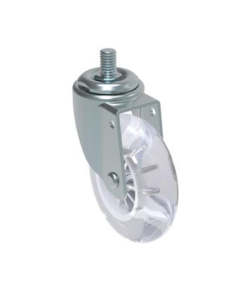 China 1.5 inch transparent wheel white caster pu caster wheel stem casters for sale