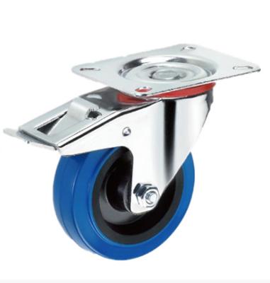 China 6 Inch Locking Caster Wheels Rubber Castors Industrial Casters 160mm for sale