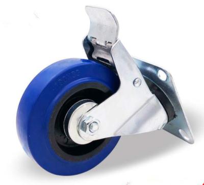 China 3 inch locking wheels zinc plated rubber caster wooden floor 75mm for sale