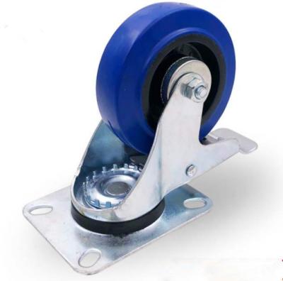 China 4 Inch Locking Wheels Zinc Coated Steel Rubber Wheel Hardwood Floor 100mm for sale
