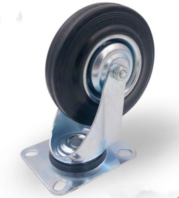 China industrial trolley wheel rubber caster swivel top plate 5 inch for sale