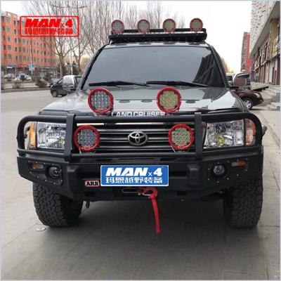 China LC100 Black Steel Bumper Front Offroad Bull Bar With 3 Loop for sale