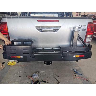 China DMAX Rear Offroad Bull Bar Rear Bumper With Fuel Tank And Spare Bracket for sale