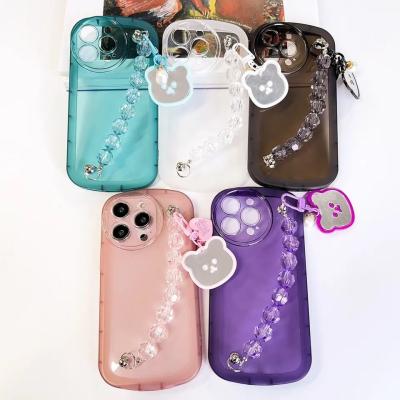 China Mobile Cute Iphone Case With Crystal Chain And Love Cat Tag Cell Phone Cover for sale
