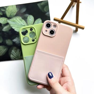 China Camera Protection Soft TPU Rubber Paint Card Slot Holder Mobile Phone Case For iPhone 14 13 12 Pro XS Max XR X 8 7 Plus for sale