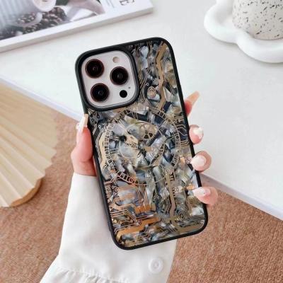 China Luminous Marble Clock Phone Case TPU Circuit Board Line Pattern Cover for sale