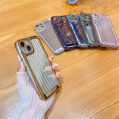 China Carbon Fiber Shockproof Phone Cover Slim Translucent Anti - Scratch Electroplate Cover for sale