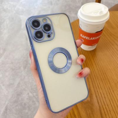 China Transparent Electroplating Phone Case CD Pattern Phone Cover With Lens for sale