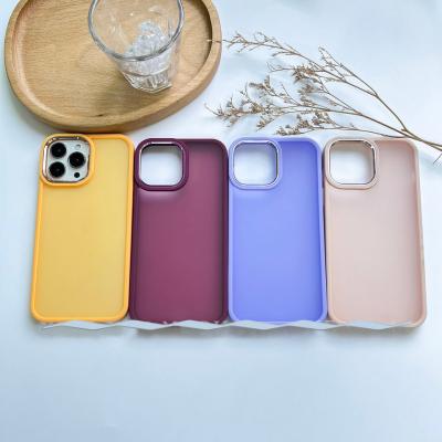 China Matte Soft Shockproof Phone Cover With Electroplated Metal Lens for sale