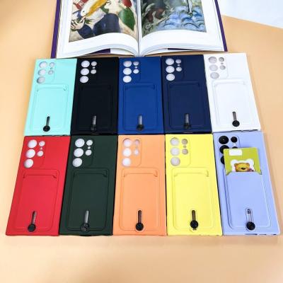 China Card Holder Liquid Silicone Phone Case Mobile Ultra Camera Protection for sale