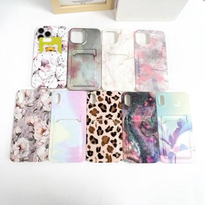 China Transparent Clear Colorful Phone Cover TPU Phone Case Card Holder for sale