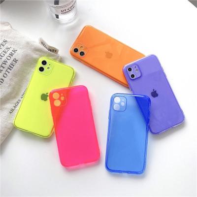 China Factory Wholesale Neon Fluorescent Solid Color Shockproof Soft TPU Clear Phone Case Back Cover For iPhone 13 Pro Max for sale