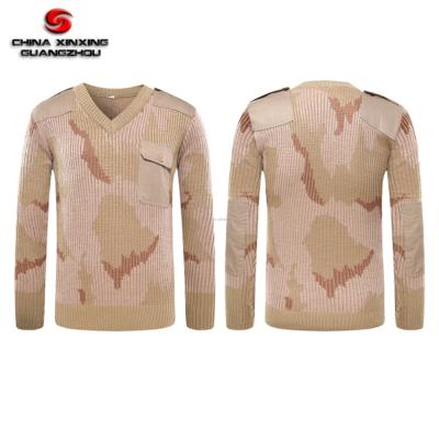 China Camouflage Desert Sweater Three Color V-neck Anti-pilling Anti-pilling Wool Military Sweater Army Sweater for sale