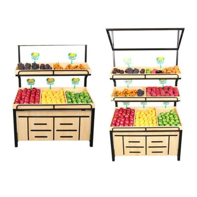 China Estantes de madera Gondola Estante de exhibición para frutas y verduras de un solo lado en venta