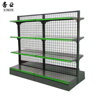 China Supermarket Metal Grid Display Rack Q235 Double Sided Gird Display Shelving for sale