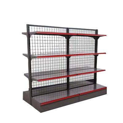 China Single Side Display Grid Rack Heavy Duty Supermarket Shelving for sale