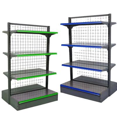 China Customized Color Metal Gondola Shelving Mesh Rack For Retail Store for sale