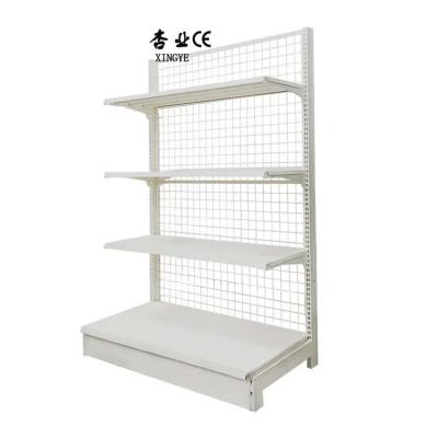 China Shanghai Supplier Supermarket Equipment Retail satilik market raflari white back net supermarket shelf grid shelves for sale